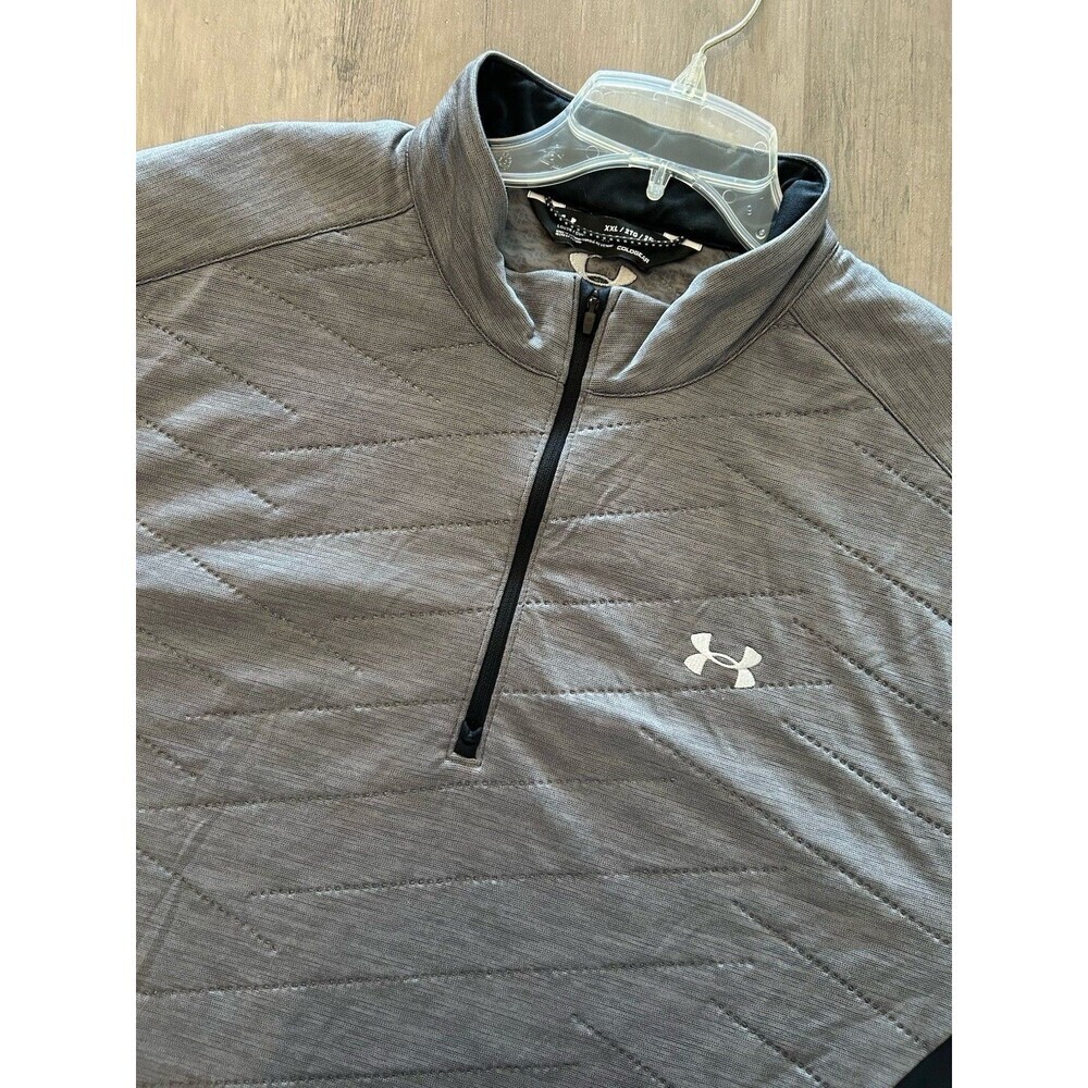 Under Armour Quater Zip Coldgear Sweatshirt Mens XXL Gray Long Sleeve Mock Neck